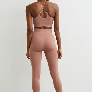 High Quality Custom Women's <b>Summer</b> Sport Style Gym Workout Seamless Knitted <b>Leggings</b> Wholesale Logo Waist <b>Leggings</b> - Product Image 5