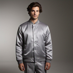 Men's High Street Style 100% Satin Nylon Polyester Varsity Bomber <b>Jacket</b> Winter <b>Canvas</b> <b>Jackets</b> High Quality - Product Image 2