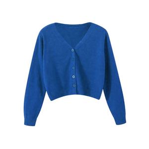 Ladies Casual Spring Fashion Patchwork Cardigan Long Sleeve V-neck Sororities Fraternity Knitted Sweater Wool/Acrylic Decorated - Product Image 6