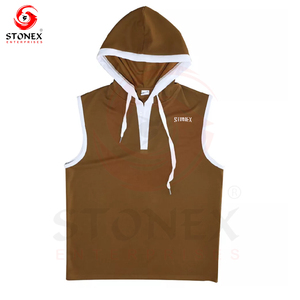 Vente en gros de sweat à capuche sans manches solide pour homme Sport Gym Muscle Summer Streetwear Polyester Plus Size Men's - Product Image 4