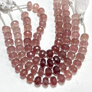 Perles en forme de Rondellel à facettes en quartz fraise, perles de pierres précieuses naturelles de bonne qualité pour la fabrication de bijoux - Product Image 4