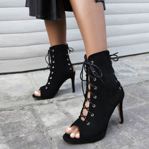 Botas de Baile de Salón/Latin Jazz de Gamuza para Mujer, Tacones Altos, Suelas de Goma, Zapatos de Baile para Actuaciones en Escenario para Adultos - Product Image 2