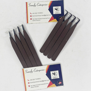 Pince à cils professionnelle en acier inoxydable à 90 degrés de marque privée Matt Brown Diamond Grip Precision Anti-Magnetic Durable - Product Image 4