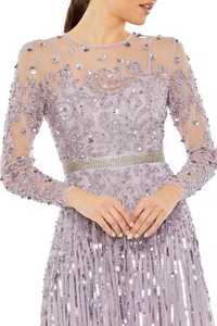 Robes de cocktail élégantes pour dames Robe de soirée respirante longueur en T Caractéristique antistatique Perles de broderie en maille poly Impression de perles - Product Image 4