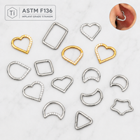 Anneau de nez articulé en titane plaqué or ASTM F136, pour septum, cartilage, hélix, tragus, bijoux de piercing corporel pour mariage