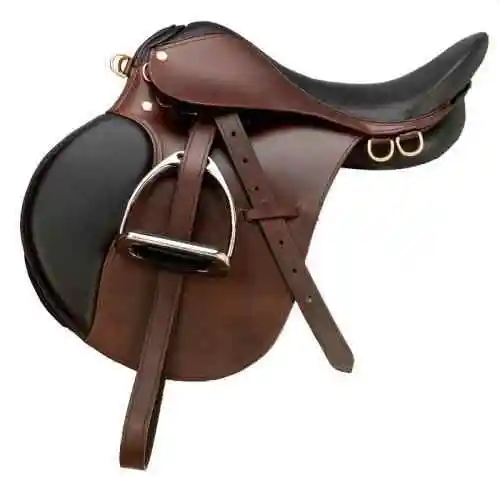 Genuine Leather Horse Saddle, Outdoor Training Saddle Pad Horse Equipment Accessories