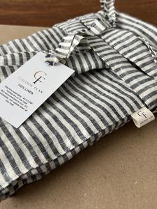 Delantal de lino a rayas para mujer, cintura larga con bolsillo, estilo de granja para cocinar, jardinería, kit de lino lavado artístico - Product Image 5