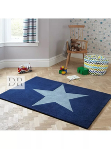Alfombra de Lana Azul Estrella de Lujo, Hecha a Mano, Diseño Moderno, Antideslizante, Lavable, Tamaño Personalizable, Alta Calidad para Comedores y Oficinas - Product Image 2