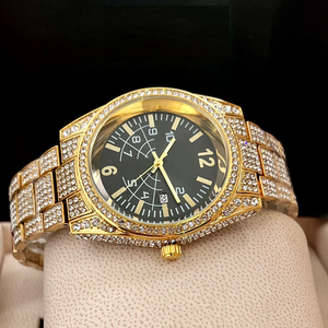 นาฬิกาข้อมือกลไก สายสแตนเลส ทรงกลม สำหรับทั้งชายและหญิง พร้อมปฏิทิน คุณภาพสูง หรูหรา แฟชั่น ประดับเพชรเต็มหน้าปัด - Product Image 2