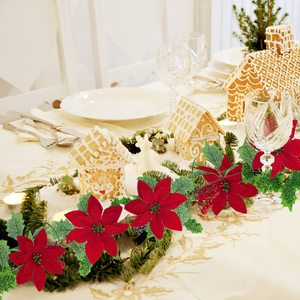 <span class=keywords><strong>Guirlande</strong></span> artificielle <span class=keywords><strong>de</strong></span> poinsettia <span class=keywords><strong>de</strong></span> Noël avec baies rouges et feuilles <span class=keywords><strong>de</strong></span> <span class=keywords><strong>houx</strong></span> Décoration <span class=keywords><strong>de</strong></span> Noël - Product Image 4