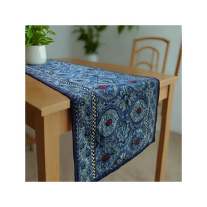 Camino de mesa bordado de 100% algodón de estilo rústico de lujo 250GSM 320TC Handloom resistente a las manchas ecológico GOTS certificado de exportación - Product Image 4