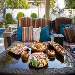 Acacia Wood Specialty Salsa <b>Bowl</b> Plate Tray 10' D x 1.5" Thick Chip and Dip Dish in Brown Dinnerware - Product Image 6