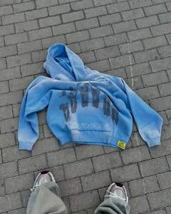 GSM Heavy Cotton Hoodie Alta calidad DTG Impresión Sun Faded Washing Custom Distressing Hoodie - Product Image 6