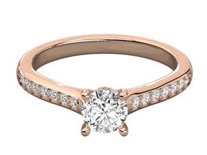 Anillo de Compromiso con Diamante Redondo Engastado en Puntas para Ella - Product Image 2