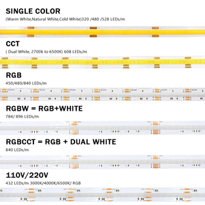 OEM & ODM Dimmable COB RGB <span class=keywords><strong>LED</strong></span> Strip ánh sáng 840LED/M <span class=keywords><strong>RGBW</strong></span> <span class=keywords><strong>LED</strong></span> Strip ánh sáng 12/24V cao lumen không thấm nước IP67 điều khiển từ xa - Product Image 5