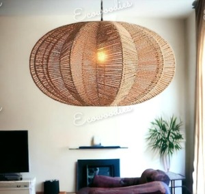 โคมไฟหวายหรูหราทันสมัยวัสดุธรรมชาติที่สร้างสรรค์ทอโคมไฟระย้าสไตล์วินเทจเป็นมิตรกับสิ่งแวดล้อมตกแต่งรับประทานอาหาร - Product Image 3