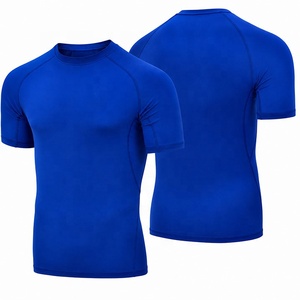 Unisex MMA Rash Guard Anti-Bacterial Anti-UV Men's short Sleeve Compression Athletic <b>Top</b> Slim Fit Crew Neck Stretch Fabric - Product Image 1