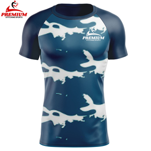 Liso en existencia Durable Hombres Rash Guards Precios al por mayor Shortd Sleeve Fitness Custom Men Rash Guards Poliéster Spandex Material - Product Image 4