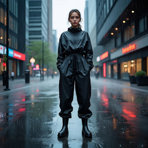 Pantalones Cargo cortavientos para mujer, pantalones impermeables de nailon con múltiples bolsillos, pantalones cortavientos con botones en la cintura para mujer - Product Image 4