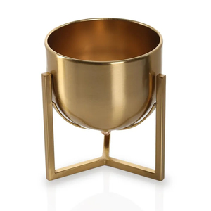 Maceta de Metal dorado de lujo con soporte, maceta decorativa moderna, maceta para plantas de interior para el hogar, oficina, sala de estar, decoración de jardín - Product Image 2