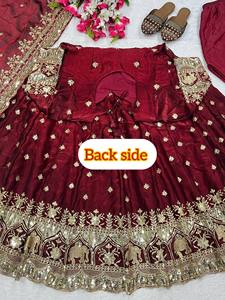 Robe de soirée tendance en faux georgette avec broderies et sequins, accompagnée d'un dupatta, tenue ethnique indienne prête à porter - Product Image 4