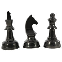 Tendance Sculpture d'échecs en aluminium avec chevalier reine et roi pièces d'échecs noires décor à la maison sculpture polie moderne inde 2025