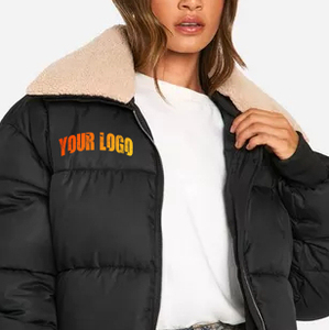 New Arrival Custom Women's <b>Puffer</b> <b>Jacket</b> <b>Cropped</b> Bubble Design Wool Lining Polyester Filled Windproof Breathable Bubble <b>Jacket</b> - Product Image 2