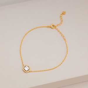 92.5 <b>Silver</b> <b>Bracelet</b> 191386 Rhodium & Gold Plated Diamond & Zircon Key & Number <b>Charms</b> Religious & Ethnic Style for Gift - Product Image 2