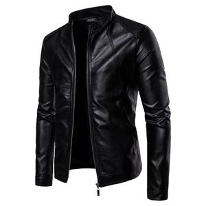 2024 Men's Motorcycle OEM Service Leather Jacket with Stand-Up Collar Washed Canvas Fabric Fur Embroidery Decoration - Product Image 2