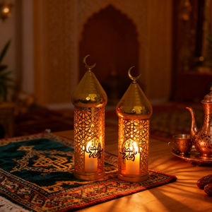 Belle lanterne marocaine en métal durable, décoration de Ramadan, lumière de fête musulmane pour les célébrations à domicile, les fêtes - Product Image 2