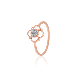 Diamant naturel rond brillant de 0,05 carat en or rose massif, couleur H-I, bijou minimaliste. - Product Image 3
