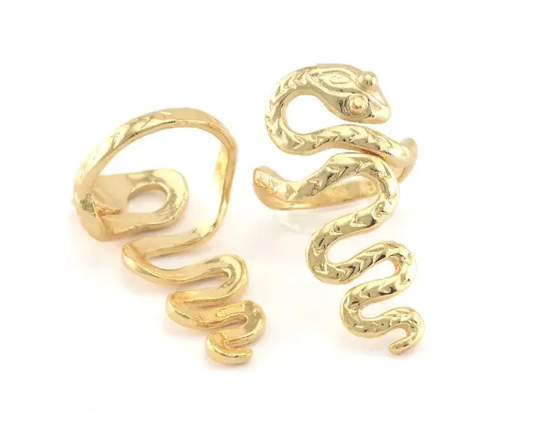 مجوهرات حصرية مطلية بالذهب من النحاس الأصفر خاتم مع شريط منسوج على شكل ثعبان تصميم خاتم منديل قابل للتعديل