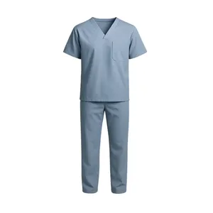 Ensemble de blouses médicales bleues classiques avec poches - Product Image 4