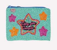 Belle longue vie Cowgirls perle graine porte-monnaie toile maquillage sac pochette avec fermeture à glissière Mini motif brodé