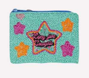 Lovely Long Live Cowgirls Beaded Seed Monedero Bolsa de maquillaje de lona Bolsa con cierre de cremallera Mini patrón bordado - Product Image 2