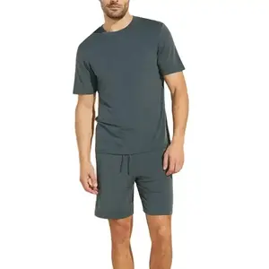 Individuelles Logo 2024 Herren Shorts Sets 100 % Baumwolle Jogginganzug Mode Sommer-Set OEM Freizeithemd und Short-Set