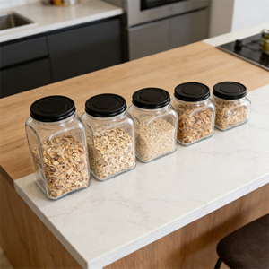 Pot en verre avec couvercle en fer blanc noir pour <span class=keywords><strong>confiture</strong></span> <span class=keywords><strong>maison</strong></span>, sauce, miel et emballage alimentaire - Product Image 5