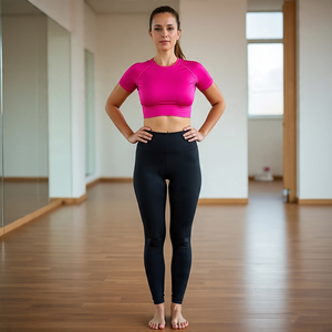 Top à manches courtes pour femmes Yoga Flare Leggings Gym Fitness Wear Compression Active-wear Sets Workout Crop Tops Flare Pant - Product Image 3