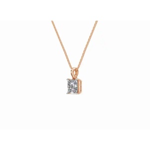 Pendentif Solitaire Secret Éternel Princesse Intemporelle 0,5 Ct Diamant de Laboratoire Cultivé Or 9 KT 14 KT 18 KT Bijoux Vente en Gros OEM Export - Product Image 6