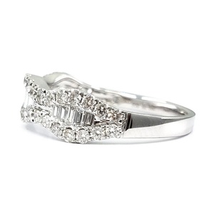 Oem Jewelry Fiable High Quality 18K Solid White Gold Real Diamond Round & Baguette Wedding Band para mujer - Product Image 2