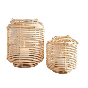 Designer Handmade Rattan Tapered Lantern Handle & <b>Glass</b> Insert Natural Candle Holder with <b>Glass</b> <b>Shade</b> Customization Available - Product Image 4