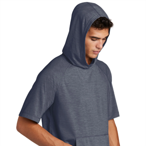 Sudadera con capucha ligera de manga corta para hombre con estilo, sudadera básica de invierno de tela polar estampada de entrenamiento deportivo informal a la moda - Product Image 2