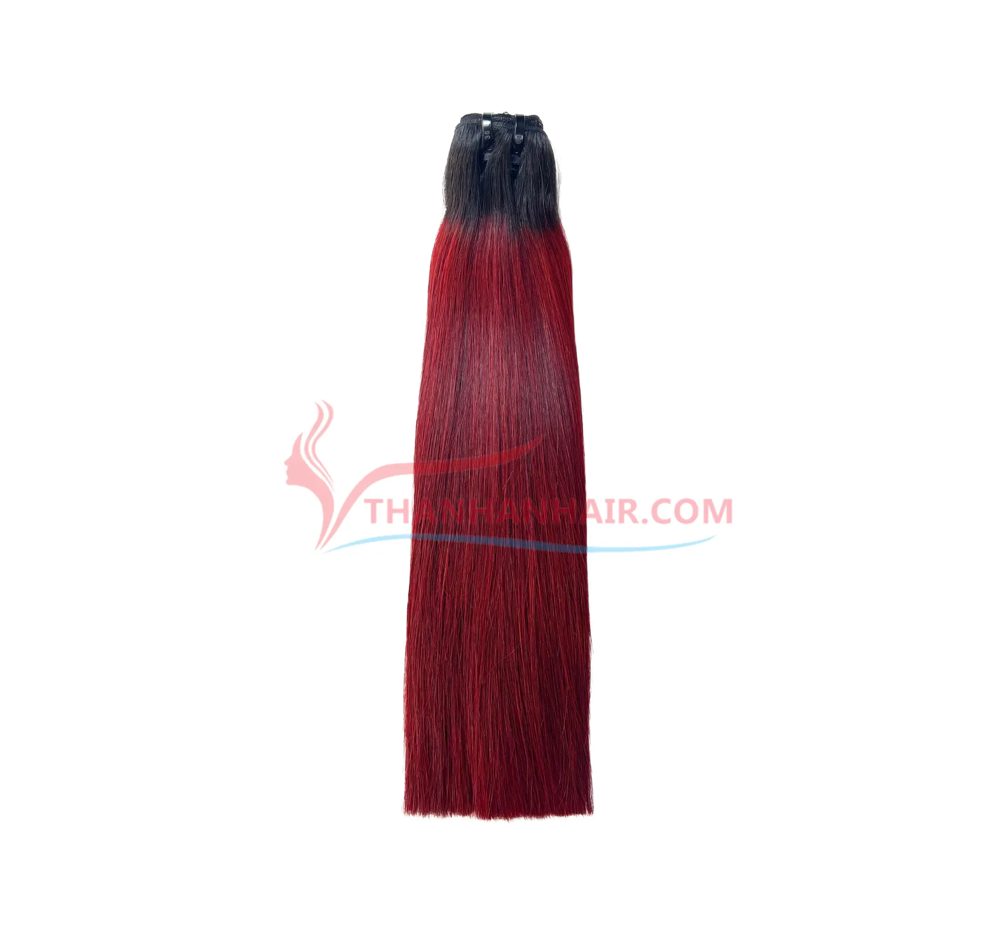 Extensión humana dibujada doble profesional del pelo Remy del pelo liso rojo del hueso del ombre de alta calidad