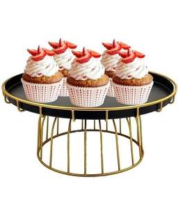 Oro y Negro Bajo MOQ Precio de fábrica Hecho a mano Diseño moderno Premium Metal Cake Stand Fabricante personalizado al por mayor - Product Image 1