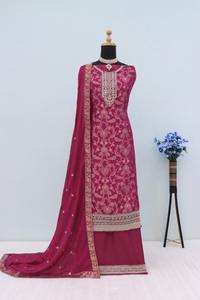 Jacquard Viscose de haute qualité avec Zari et paillettes travail Salwar costume femme fabricant et fournisseur de mode de Surat - Product Image 5