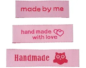 Nombre personalizado de la marca Logo prenda dobladillo Damasco tela tejido parche poliéster extremo pliegue tejido cuello Etiqueta de color personalizado etiquetas personalizadas - Product Image 3