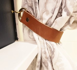Leather Curtain <b>Ties</b>, Leather Curtain <b>Tie</b> <b>Backs</b>, Leather Tieback Window Treatment - Product Image 2