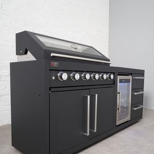 Meubles de cuisine d'extérieur portables en acier inoxydable de style grec, ensemble d'armoires de cuisine extérieures brillantes sans poignées - Product Image 5