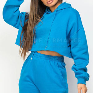 ชุดเสื้อฮู้ดแบบครอปของผู้หญิงชุดเสื้อฮู้ดแบบสตรีทดีไซน์ตามสั่ง - Product Image 5