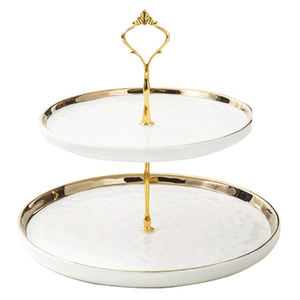 RESTAURANT DE MARIAGE HAUT LUXE EN CÉRAMIQUE 2 NIVEAUX DE SERVICE DESIGN DÉCORATIF SUPPORT À GÂTEAU AVEC DESSERT DÉCORATIF SUPPORT À GÂTEAU SERVEUR - Product Image 6